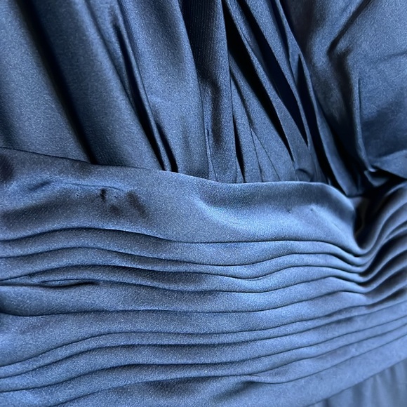 NWT Ieena for Mac Duggal Blue One Shoulder Bishop Sleeve Flowy Gown - 67866 - Picture 9 of 9